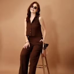 Brown co-ord set | sleeveless co-ord set | women summer co-ord set | stylish co-ord set | trendy two piece set
