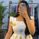 Women's printed white one piece dress for party function