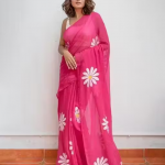 Latest Designer Cotton Linen Multicolor Saree for Women | Floral Print Saree | Trendy Party Wear Saree