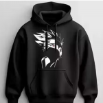 Trendy Black Hoodie for Men with Anime Print | Stylish Winter Wear Sweatshirt