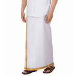 MENS UNSTITCHED GOLDEN BORDER 2 METER DHOTI