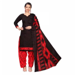 Black Cotton Blend Printed Ready to Wear Patiala Salwar