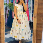 Women's printed white one piece dress for party function