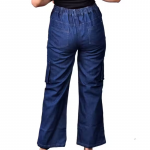 DENIM 6 POCKET CARGO FOR WOMENS - DARK