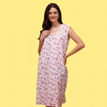 Trendy Check Printed Sleeve Less Nighty For Women