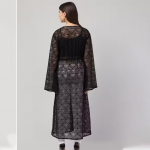 Classy & Beautiful Full Length Cotton Blend Long Net Floral Design Shrug for Women