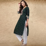 BOTTEL GREEN STRAIGHT PRINTED KURTI