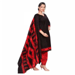 Black Cotton Blend Printed Ready to Wear Patiala Salwar