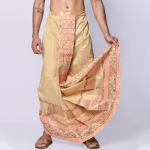 Hand Block Print Dupion Silk Dhoti For Men Readymade Dhoti Printed Men Dhoti