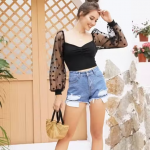 Black Crop Flock tops