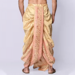 Hand Block Print Dupion Silk Dhoti For Men Readymade Dhoti Printed Men Dhoti