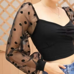 Black Crop Flock tops