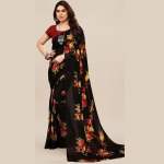 Desinger Georgette Floral Printed Saree with Blouse Piece