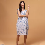 Cotton Short Nighty / Knee Length Nighty / Night Dress / Midi For Women & Girls